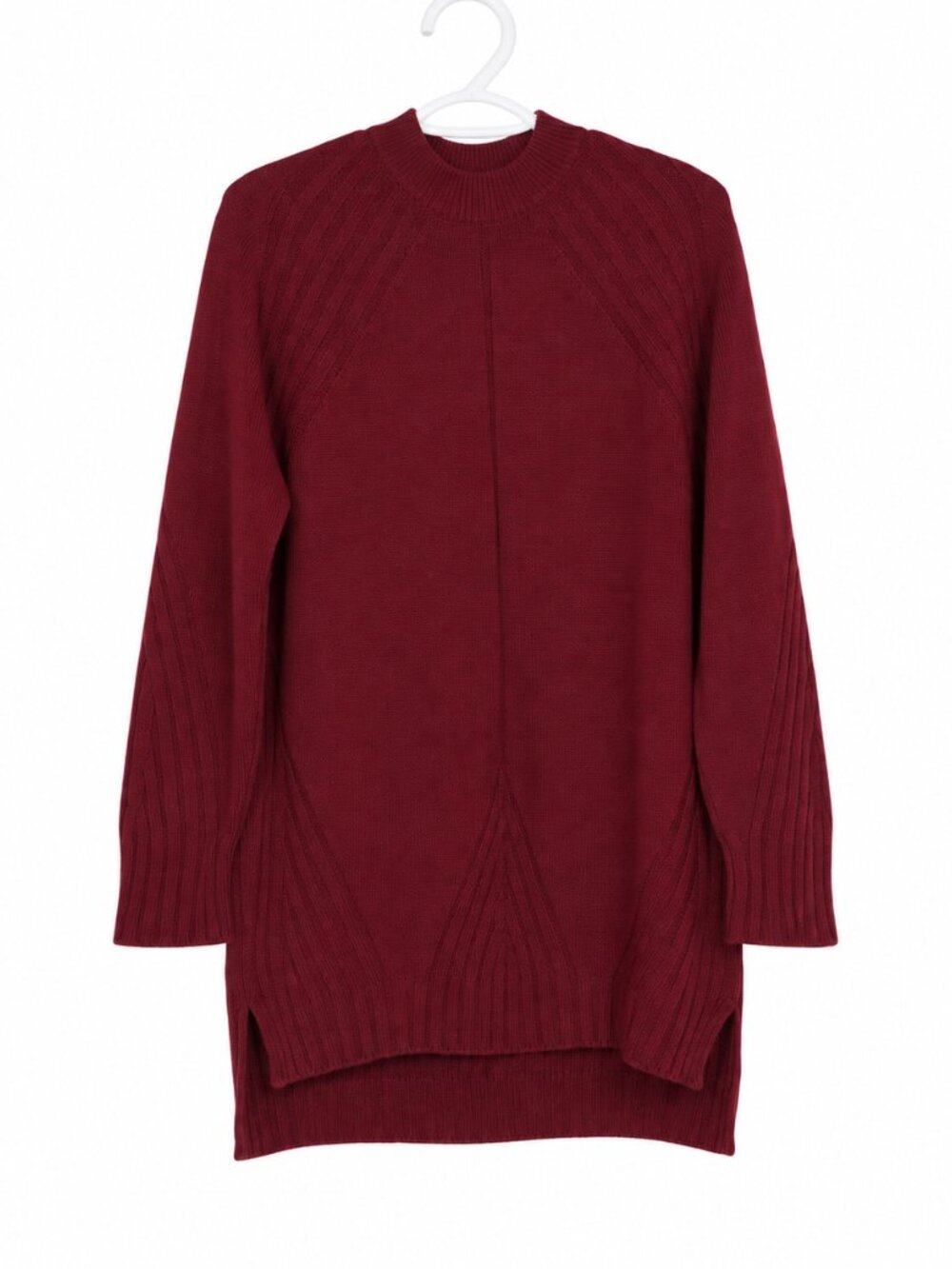 NWT TOPSHOP Burgundy Cozy Fall Mock Neck Ribbed Sweater Dress Size 4